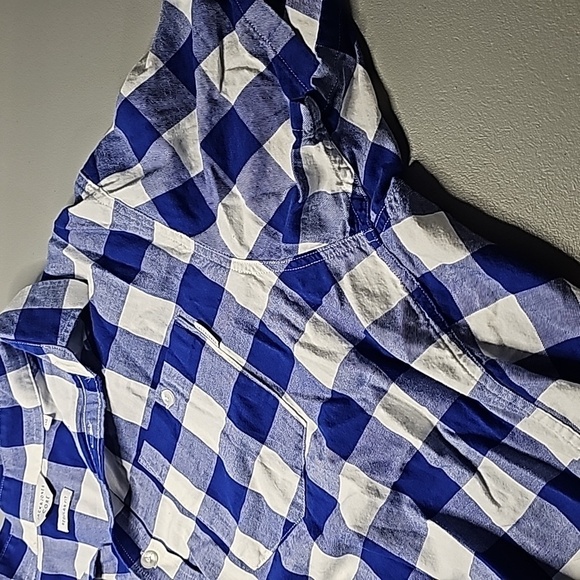 JACK & Jones XXL blue and white plaid button down short sleeve shirt - Picture 5 of 7